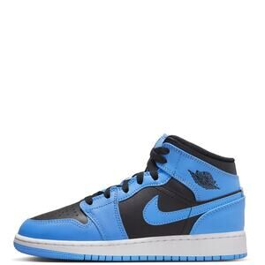 USED Nike Jordan Boy's Air 1 Mid  University Blue/Black/White 5.5 Big Kid M